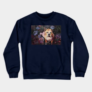 English Bulldog among the roses Crewneck Sweatshirt